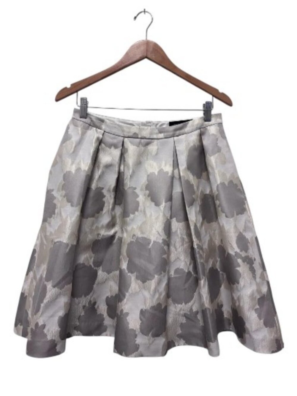 Pink Tartan floral jacquard box-pleated midi skirt ivory, grey women's size 6